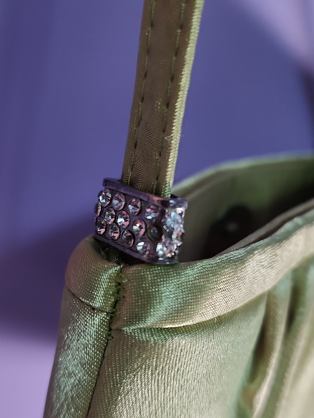 Satin Light Green Women's Evening Shoulder Bag - Picture 4 of 4